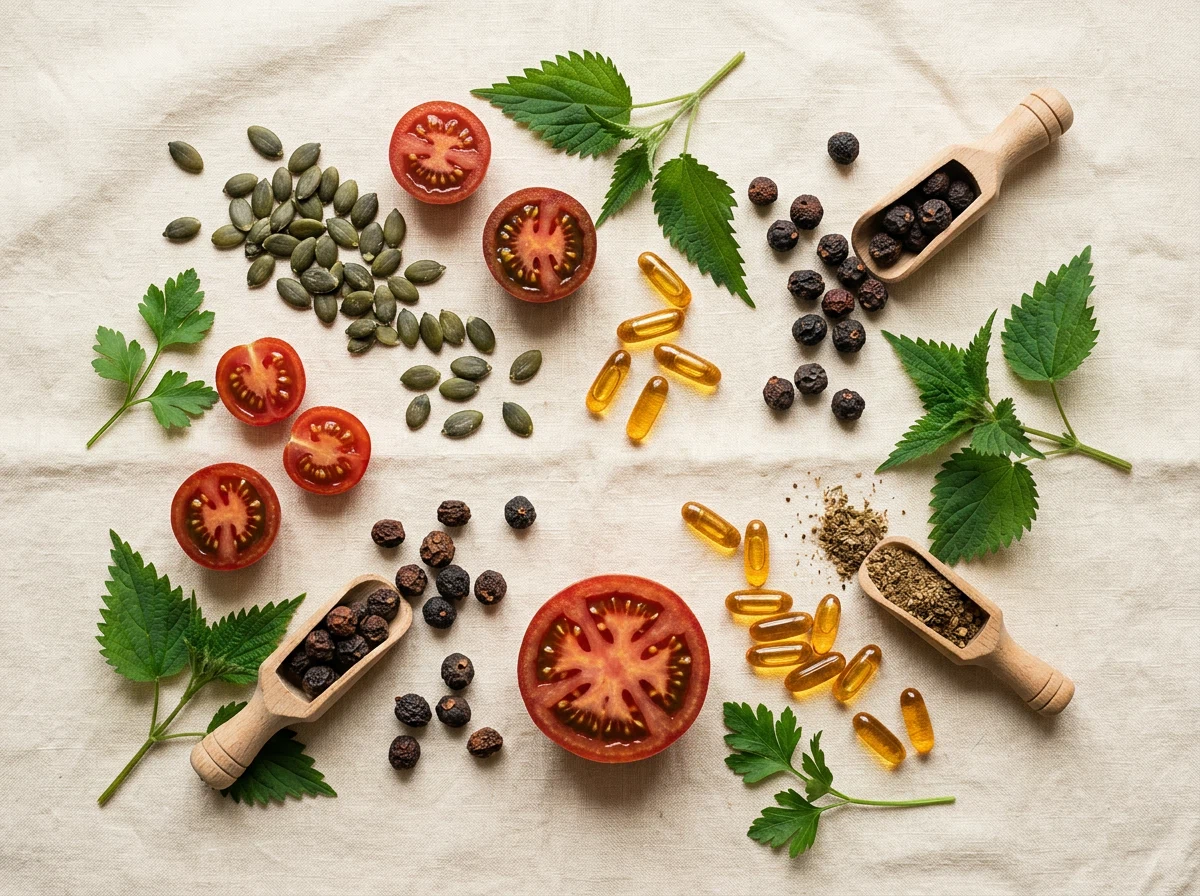 Natural ingredients in Hardero: pumpkin seeds, saw palmetto berries, tomato, zinc, lycopene antioxidant